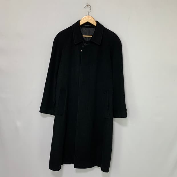 빈티지 캐시미어 100 블랙 롱 코트 남녀공용