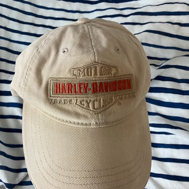 할리데이비슨 크림 캡 / 가죽 스트랩 