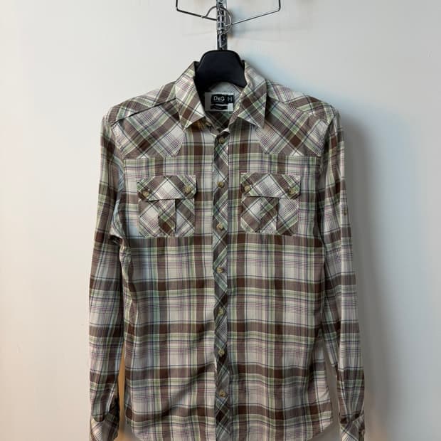 돌체앤가바나 체크 웨스턴 셔츠