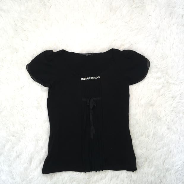 일본빈티지 prideglide 블랙 반팔 블라우스