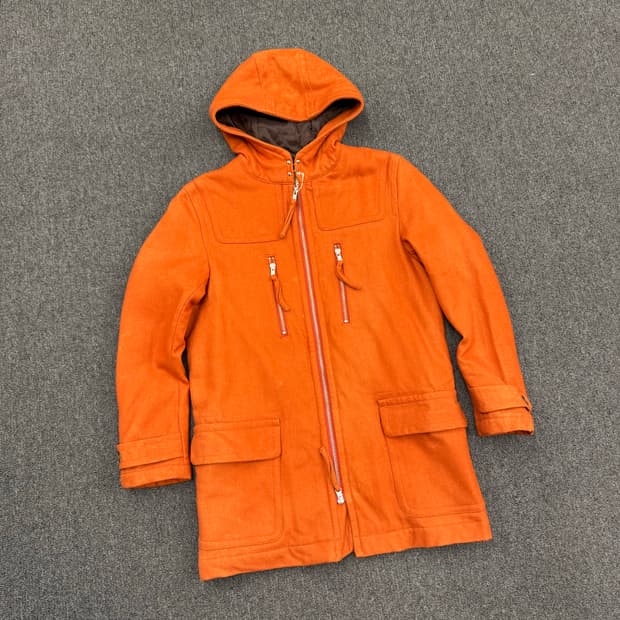 M)BAHUT 빈티지 여성 오렌지 후드 코트