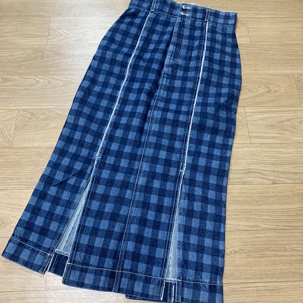 25)5Knot 체커보드 데님 롱 스커트