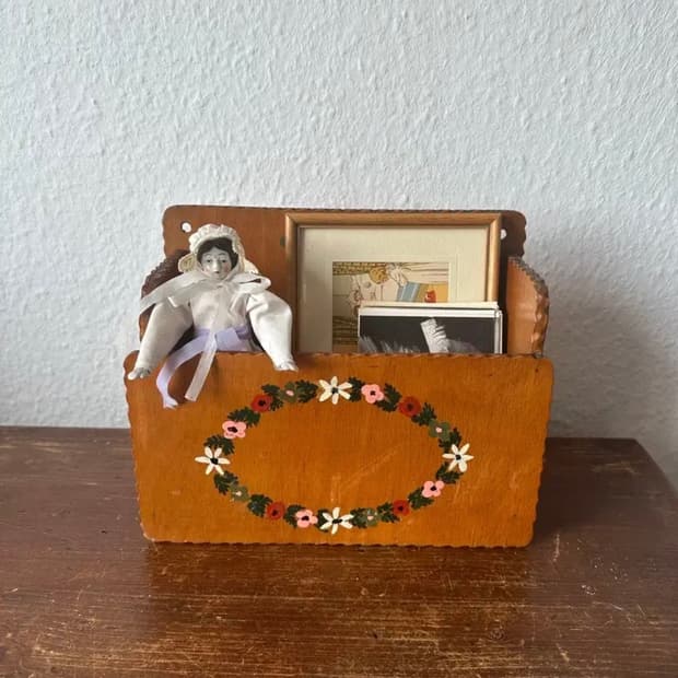 독일)빈티지 플라워 우드벽선반