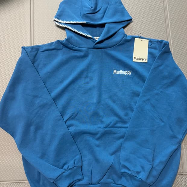 (L) 매드해피 초판 시그니처 후드 블루 