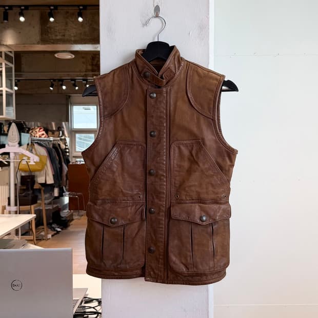 폴로 랄프로렌 브라운 카우하인드 헌팅 베스트 자켓 