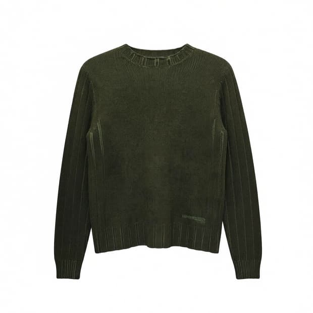 Calvin Klein 양면패턴 울니트 로고자수 골지 배색 디테일 그린