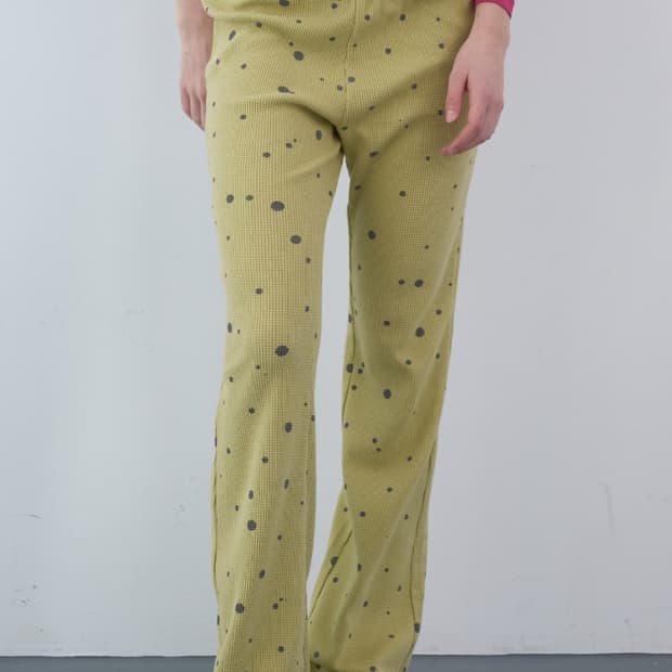 엔조블루스 와플 도티 밴딩 부츠컷 팬츠 (Yellow)
