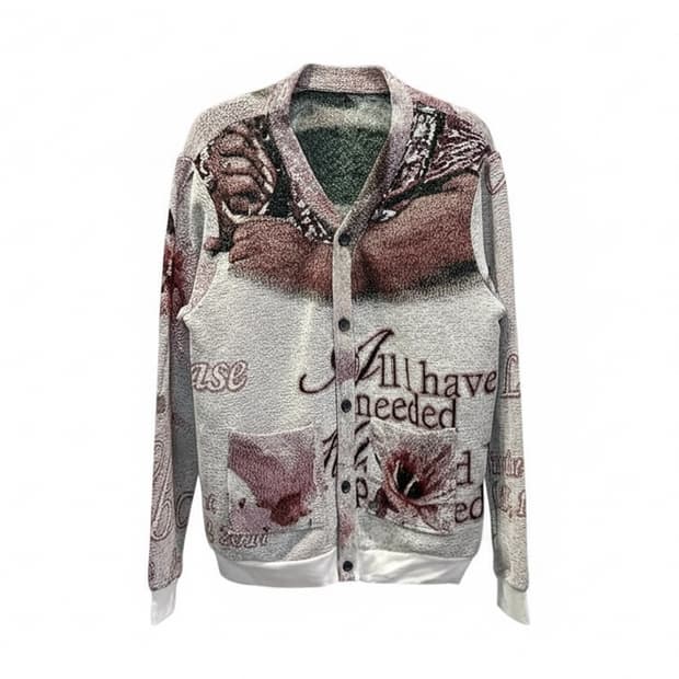 USA VINTAGE 러그 블랭킷 리메이크 가디건 그래픽 패턴 핑크