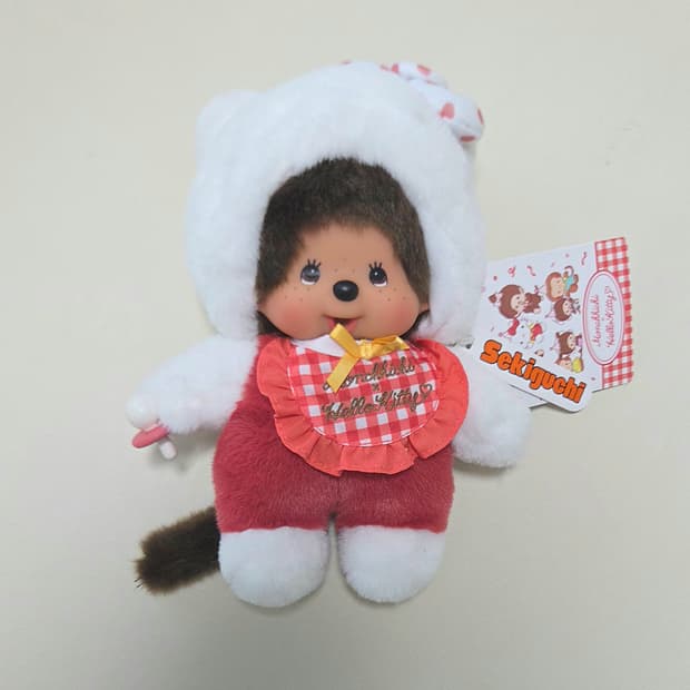 몬치치 헬로키티 깅엄체크 인형