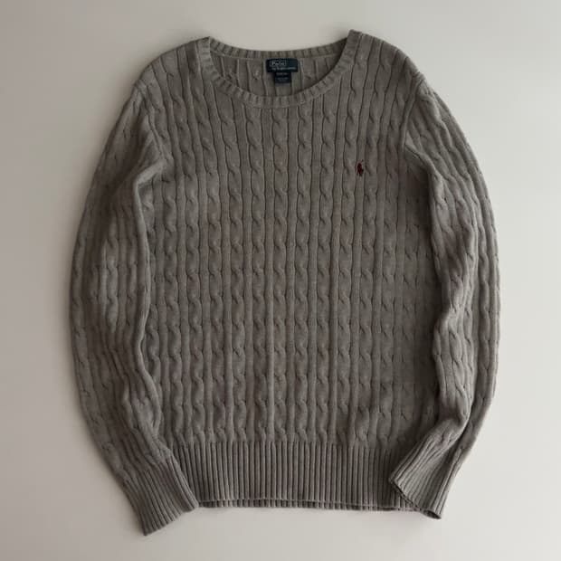폴로 랄프로렌 그레이 보이즈 꽈배기 니트 XL (18–20)