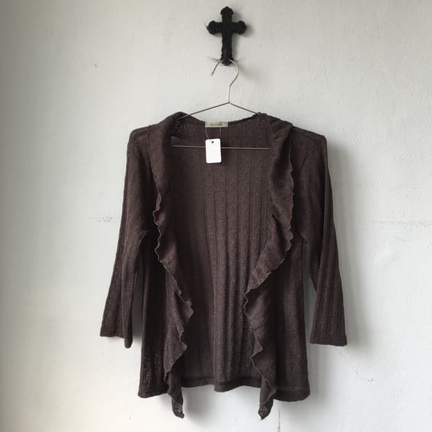 Ruffle point open cardigan