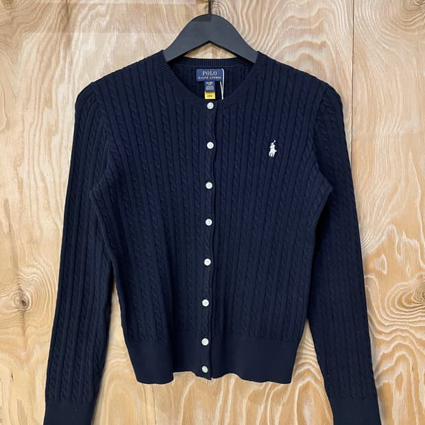 폴로 랄프 로렌 QR 라벨 케이블 가디건
