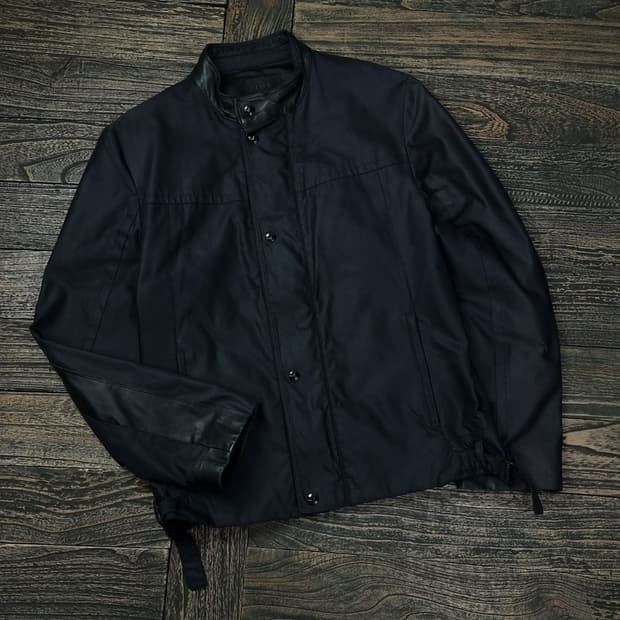 [타임] 레더 트리밍 폴리쉘 집업 자켓 네이비 M17439