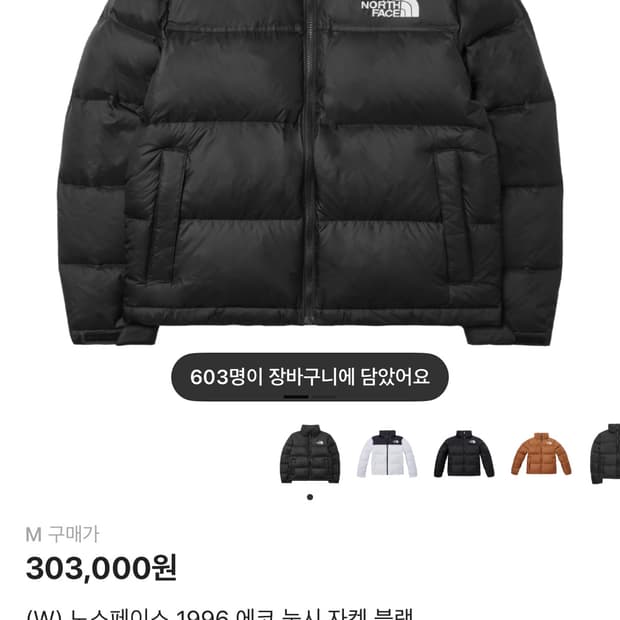 노스페이스 1996 눕시 여성 패딩 블랙 M(거의 새제품)