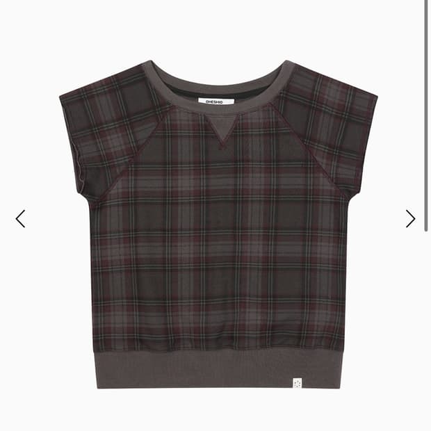 오헤시오 체크 슬리브리스 스웻셔츠