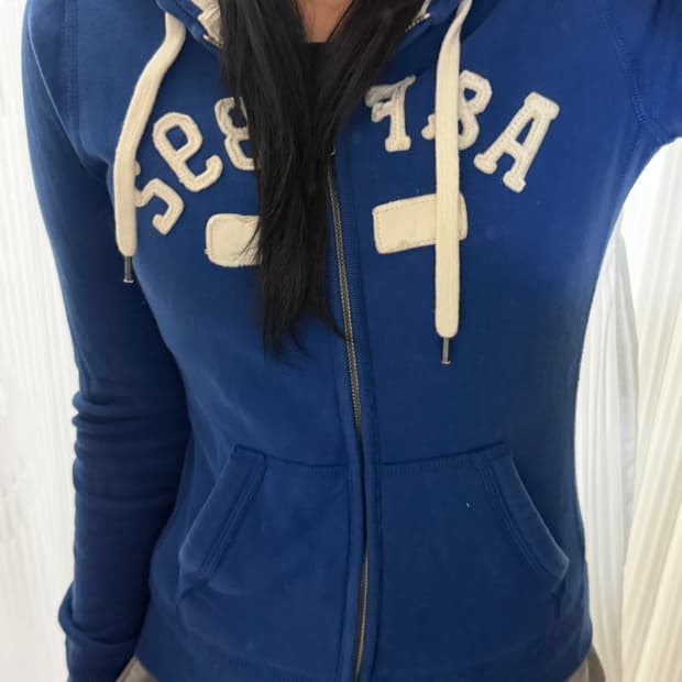 딱붙핏 아베크롬비 블루 후드집업 s