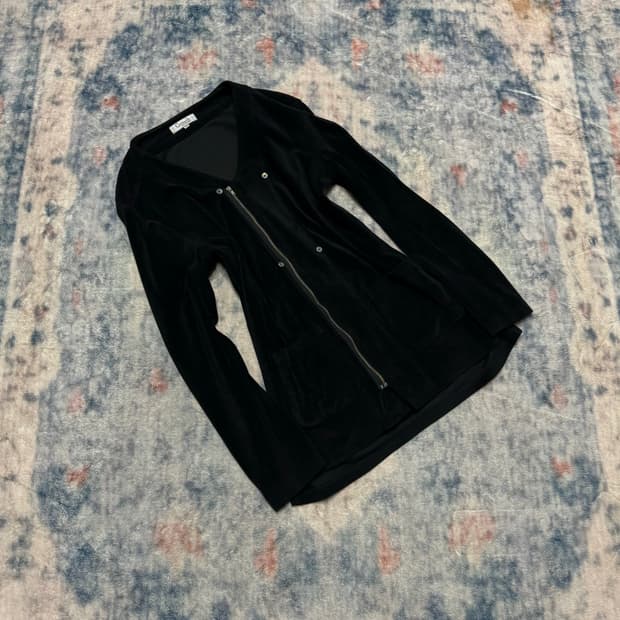 In the attic none collar velour cardigan