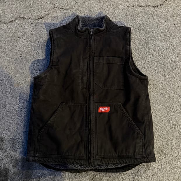 빈티지 양털 워크 베스트 블랙