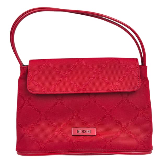 00s 러브 모스키노 나일론 레더 하트 핸드백