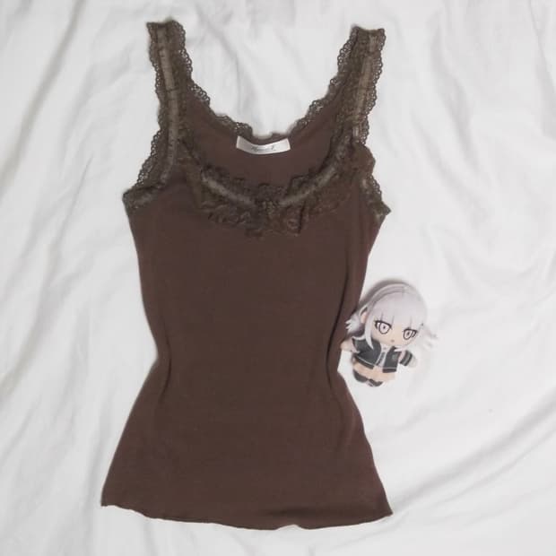 히메갸루 초코 쇼콜라 레이스 슬리브리스 나시 일본 빈티지 모리걸 로걀