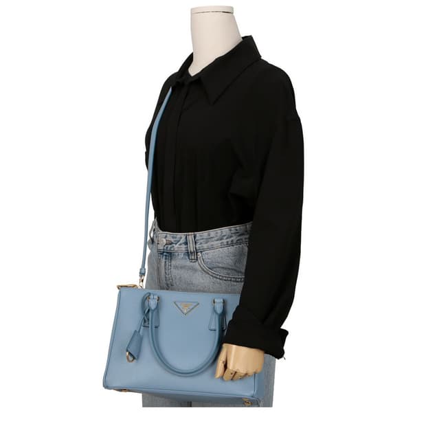 프라다 사피아노 숄더 토트백 블루