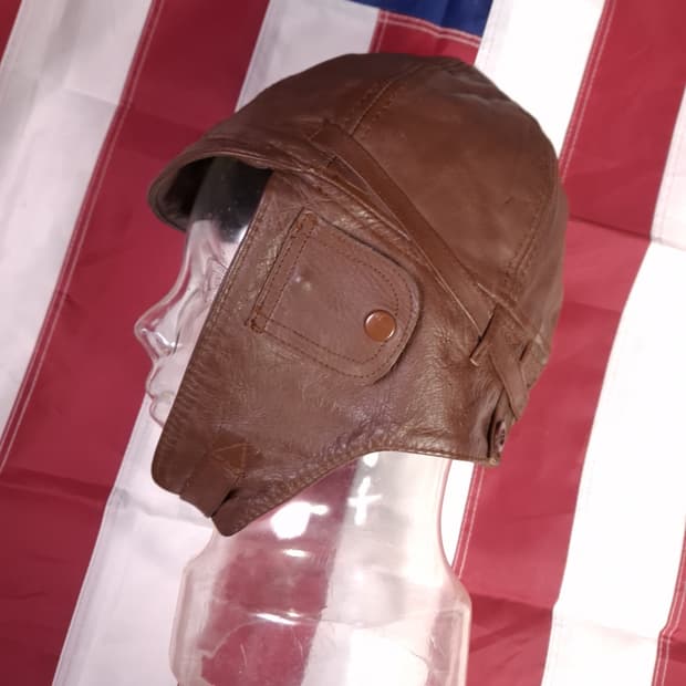 새제품급 밀텍사 WW1 복각 리얼레더 에어로스쿼드론 플라잉 헬멧