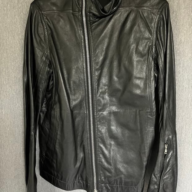 (50)Rick owens molino leather jacket