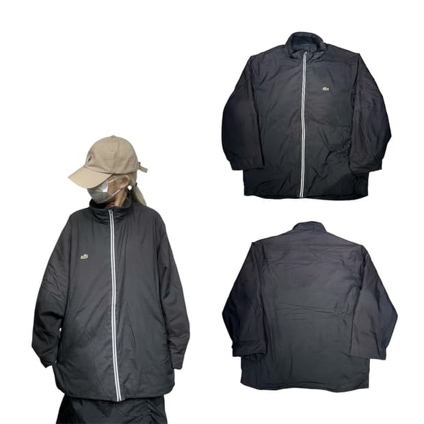 라코스테 블랙 바람막이 트랙 자켓