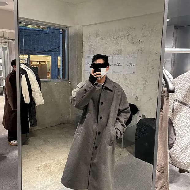 [M]인사일런스 마펠 캐시미어 싱글 코트 그레이브라운