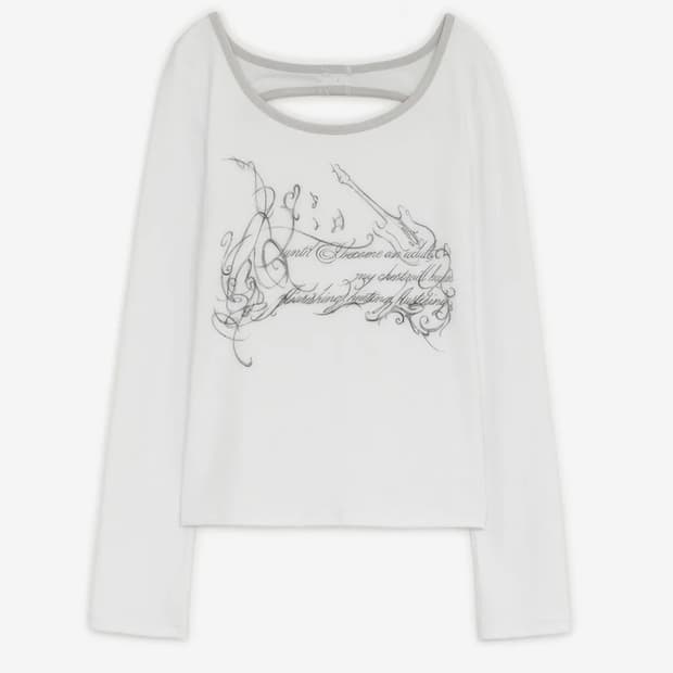 허그유어스킨 슬릿 버튼 프린트 탑 