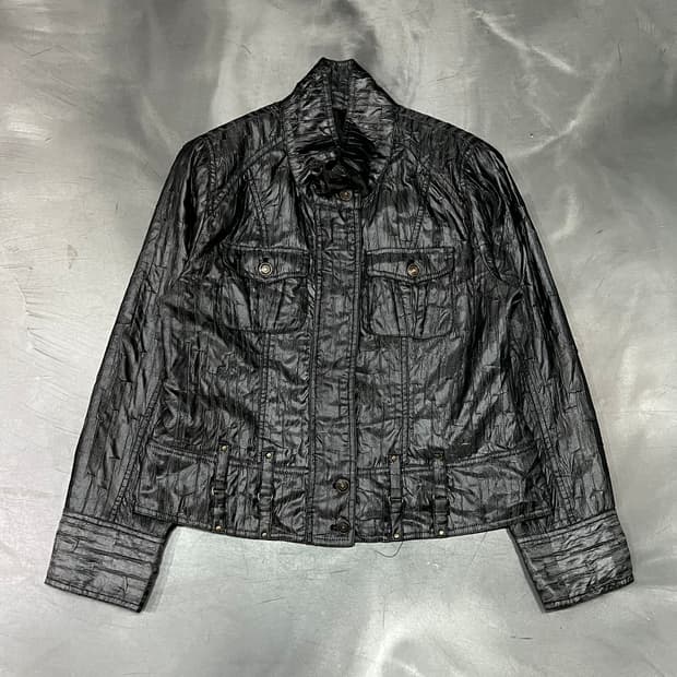  빈티지 링클 하이넥 자켓 y16093