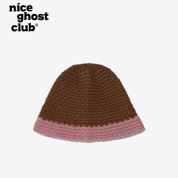 나이스고스트클럽 니트 버킷햇 브라운