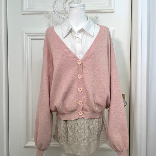 coral pink lovely over cardigan(size-F)