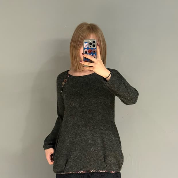 kawaii button point knit sleeve