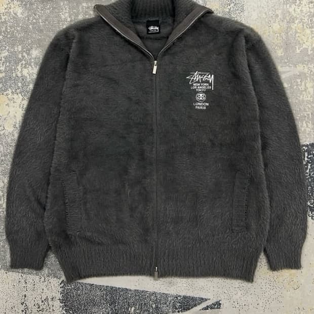 스투시 월드투어 앙고라 니트  자켓