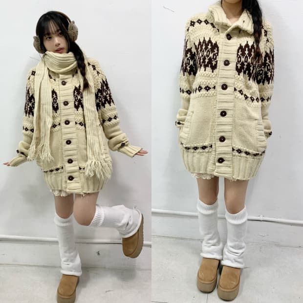 [ABERCROMBIE] 아베크롬비 라떼갸루 노르딕 니트 가디건