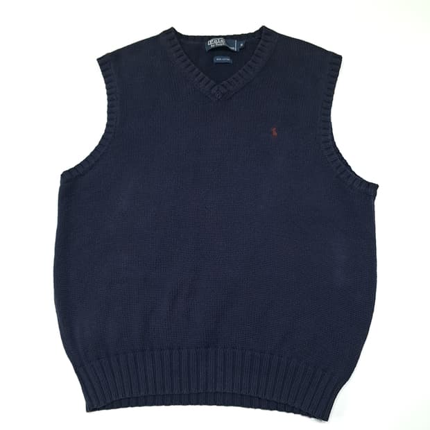 CL846 M 폴로 90s 홍콩판 브이넥 다크네이비 니트 조끼 베스트