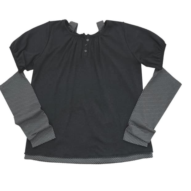 Back ribbon flare top / charcoal