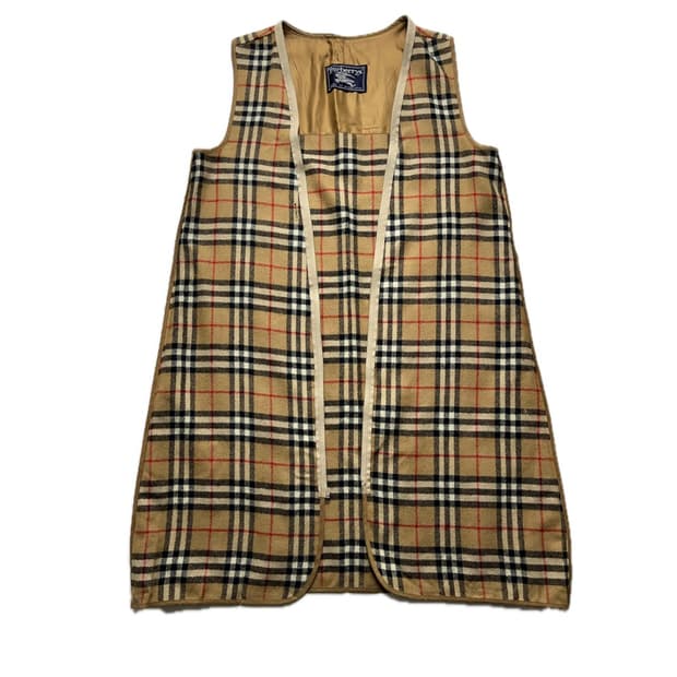 버버리 울 노바 체크 조끼 중고 구제 빈티지