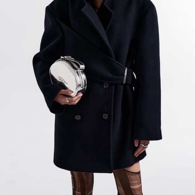 YEEL SIDE-BELT HALF COAT NAVY