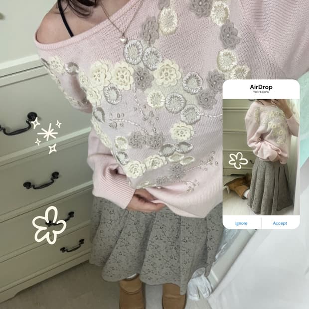 Milk pink garden sweater (vintage)