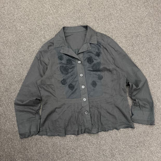 L)Earthy Mode 빈티지 여성 블랙 셔츠자켓