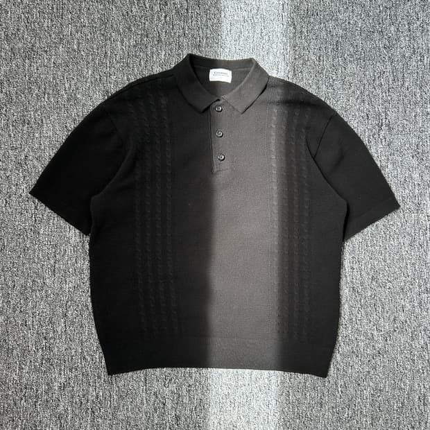 커버낫 블랙 케이블 니트 반팔