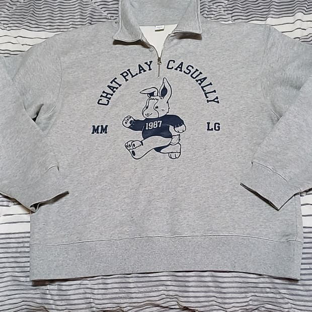 Mmlg 반집업 오버핏기모맨투맨 L 가슴65 기장70