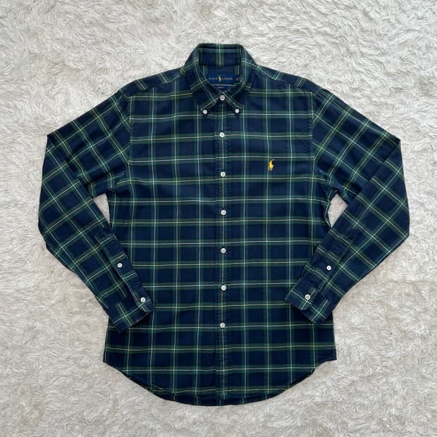 폴로 타탄체크 슬림핏 셔츠 (M)