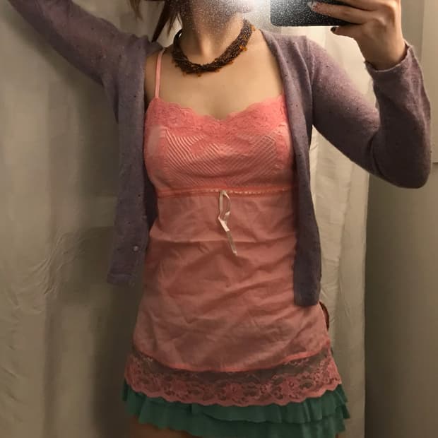 Vintage 갸루 페어리 핑크 슬리브리스