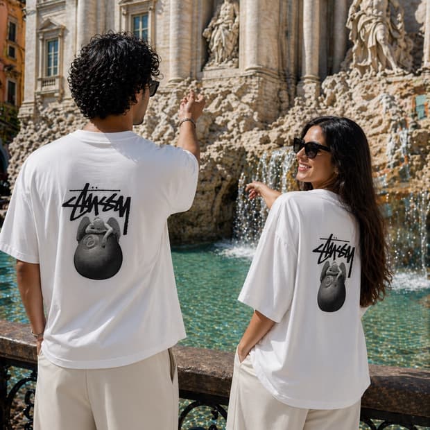 스투시 엔젤 에잇볼 그래픽 반팔 티셔츠