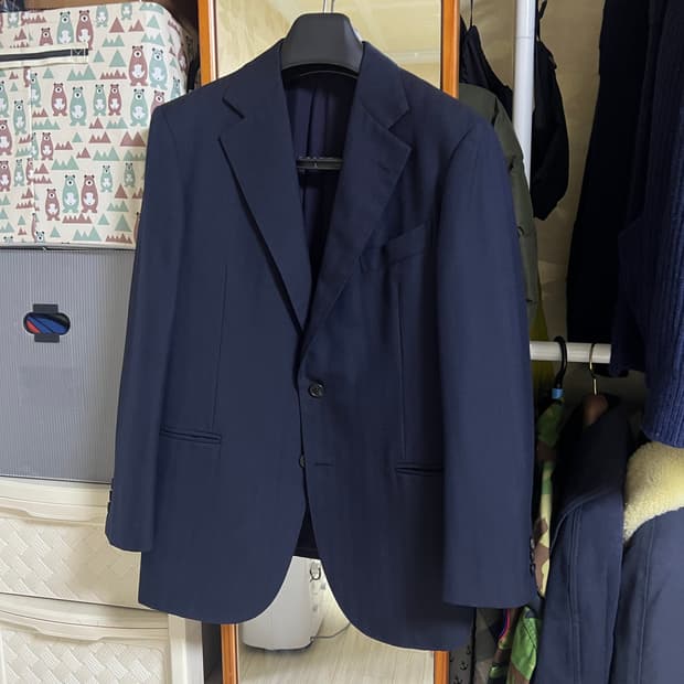 럼스골든베일 네이비 헤링본 비스포크 맞춤 자켓