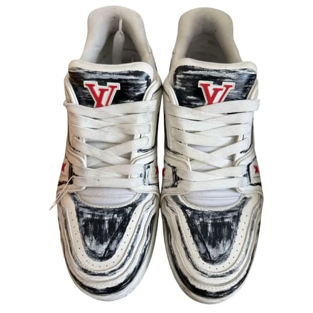 [정품] 루이비통 LV 트레이너 로우 스니커즈 화이트 투톤 스니커즈 25