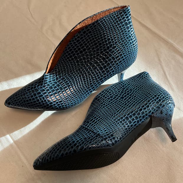 blue crocodile ankle boots